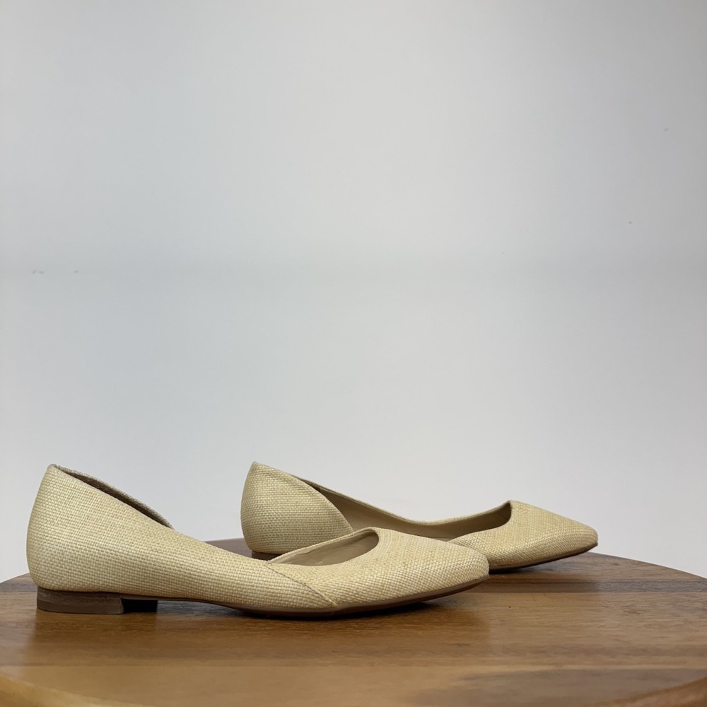 Womens Marc Fisher Sunny Ivory Woven Comfort Formal Slip On Flats Size 5 M GUC